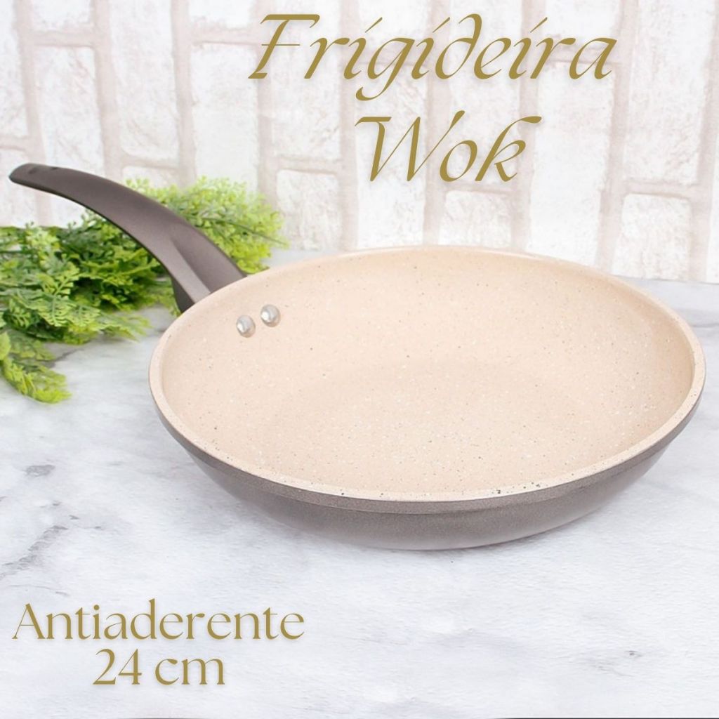 Frigideira Panela WOK Antiaderente 24cm Colore Bege Stone