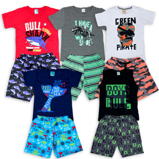 Kit 10 peças 05 Conjunto 06 peça 03 Conjunto Roupa Infantil Menino Verão Camiseta + Shorts...