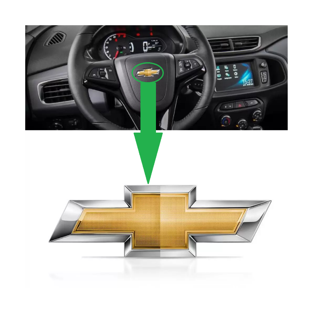 Emblema Logo Gravata Chevrolet Dourada P/ Volante Buzina Celta Agile Onix S10 Equinox Montana Cruze Prisma Sonic Cobalt