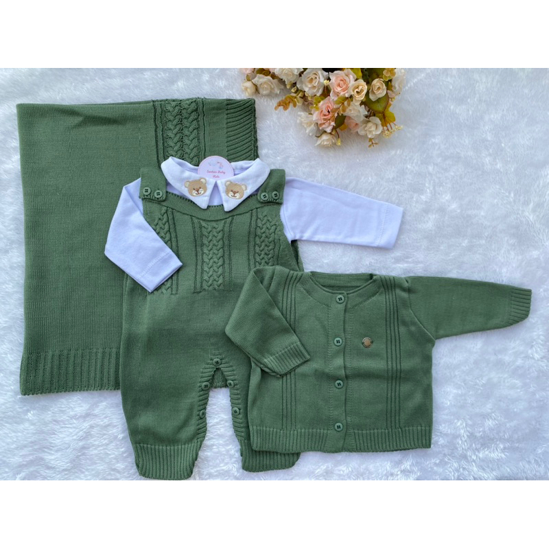 Conjunto Saida Maternidade Menino Bebe Recem Nascido Completa Trico em Oferta na Shopee
