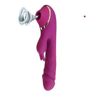 Vibrador Rabbit Estimulador Texturizado com Veias e Sugador de Clitóris-Sexshop- M-ZX-2022