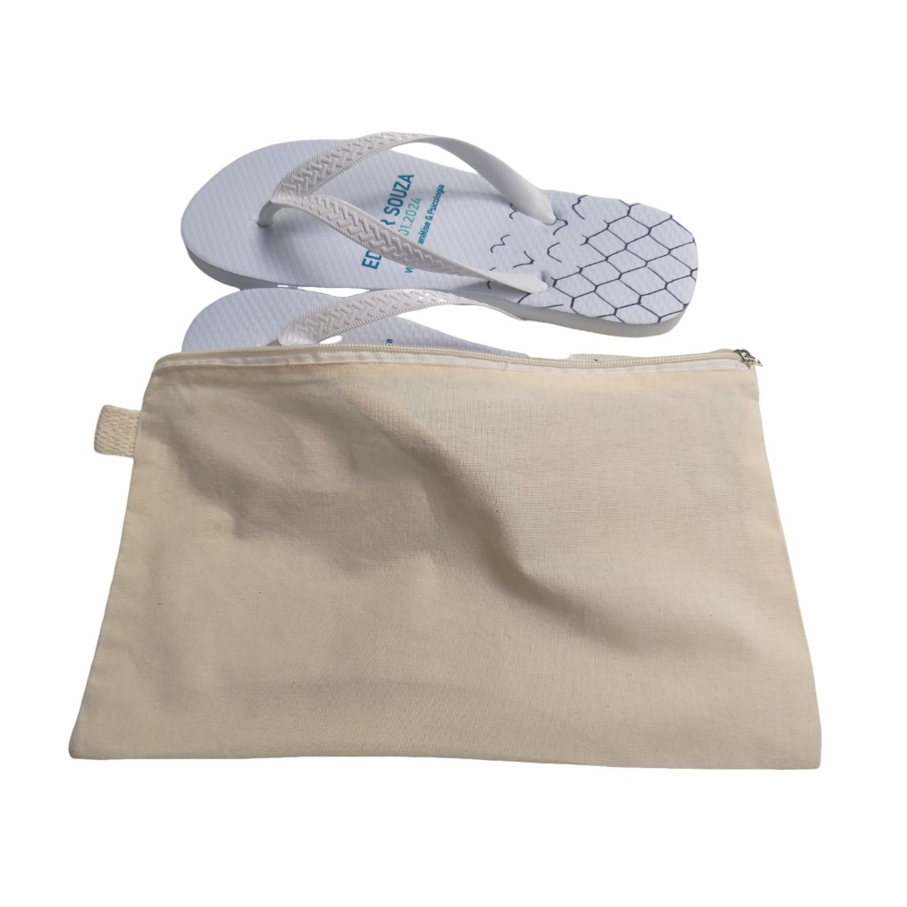 5 Necessarie chinelo algodão cru 19x31cm ecológico