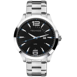 Relógio masculino Technos 2115GU/1A prata, analógico, aço inox, resistente à água