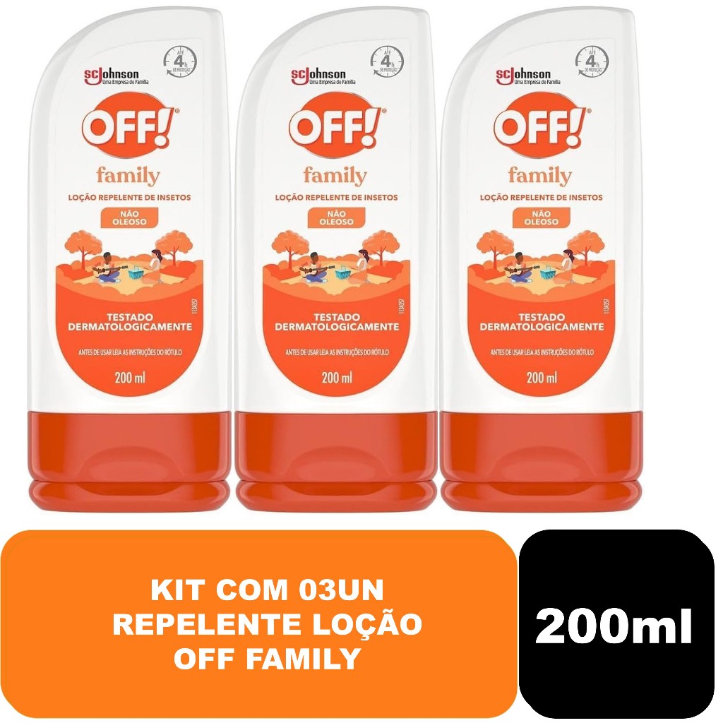 Kit com 03un Repelente Off Family Loção 200ml em Oferta na Shopee
