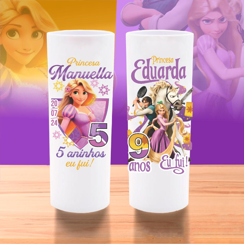 50 Copos Personalizados tema RAPUNZEL Aniversário ENROLADOS Long Drink Lembrancinha