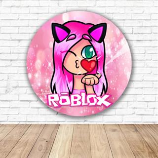 Painel Redondo Roblox com Elástico Tecido Sublimado 1,50m x 1,50m Festa Aniversário Veste Fácil