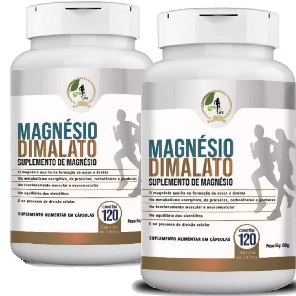 Kit/ 2 Magnésio Dimalato 240 Cáps 500mg Fits Life