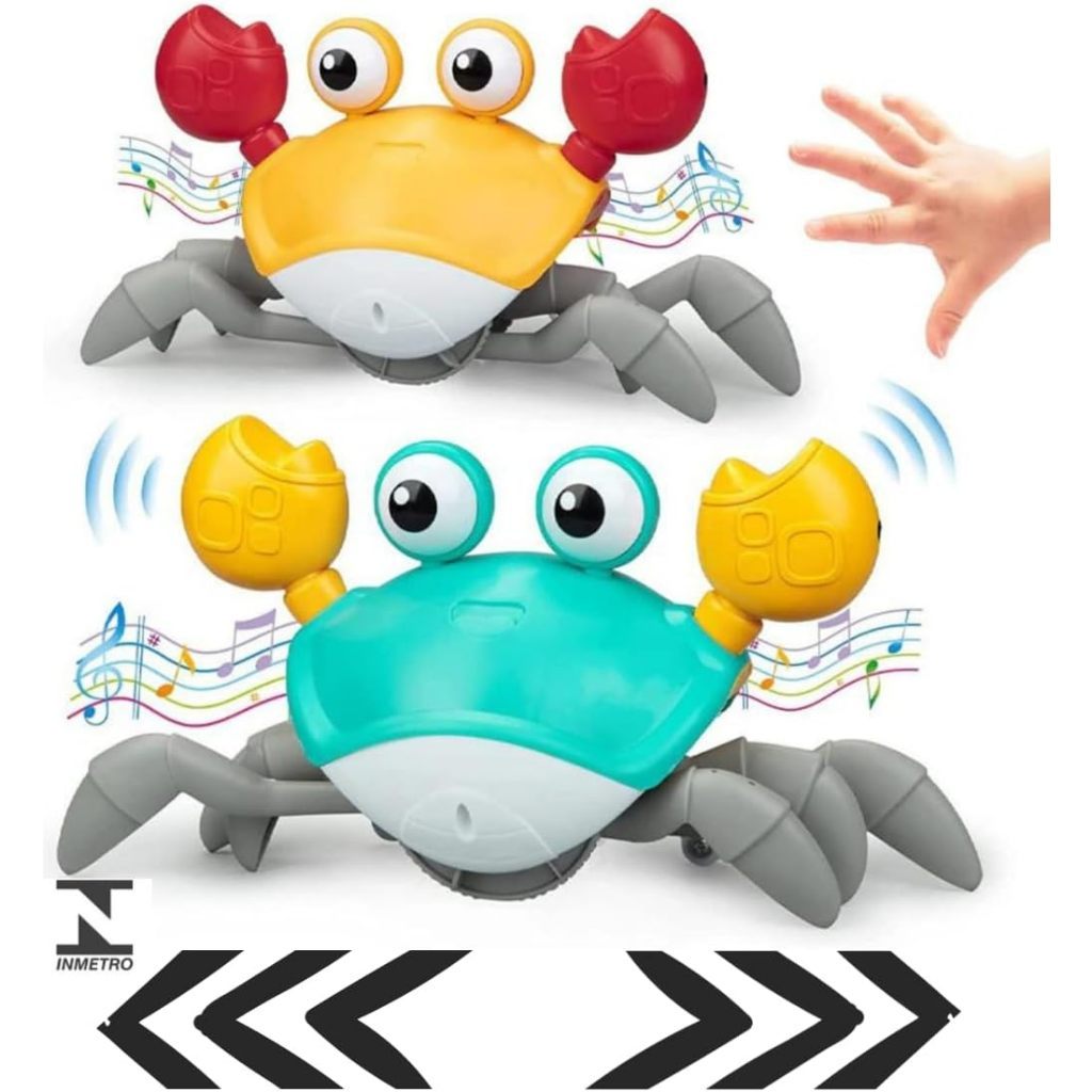 Caranguejo Fujão De Brinquedo Interativo Musical Brinquedo Infantil Caranguejo com sensor Anda para os dois Lados
