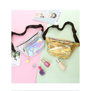 Pochete Holográfica Neon Metalizada Bolsa Cintura Feminina