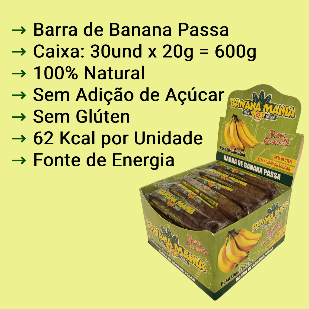 Barrinhas Bananinha 100% Natural Sem Adição de Açúcar 30 Und de 20g - Doce de Banana Mania — imagem 2 de 2