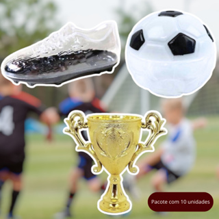 10 chuteiras, 10 troféus ou 10 bola baleiro para festa e personalizado em Oferta na Shopee