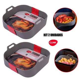 KIT 2 Forma De Silicone Quadrada Air fryer Antiaderente Cesto Silicone Fritadeira Elétrica Grande