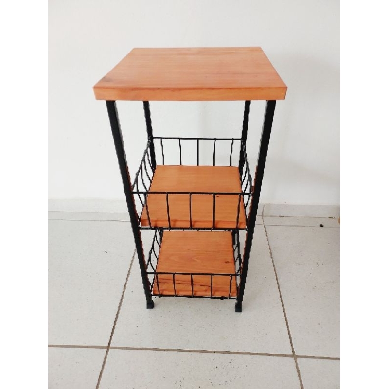 Fruteira Porta Filtro 2 Andar Rústica | Suporte para Filtro quadrada | Fruteira de Ferro e madeira para Filtro
