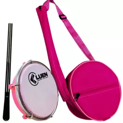 Tamborim Luen ABS - Capa Luxo ROSA+ Baqueta Tripla