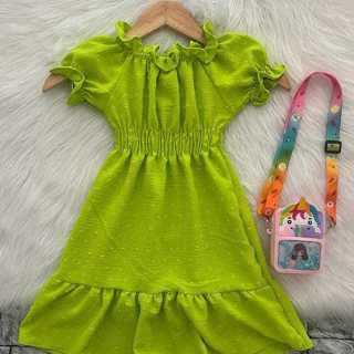 VESTIDO DE MENINA INFANTIL E JUVENIL MANGUINHA DUNA =LISO