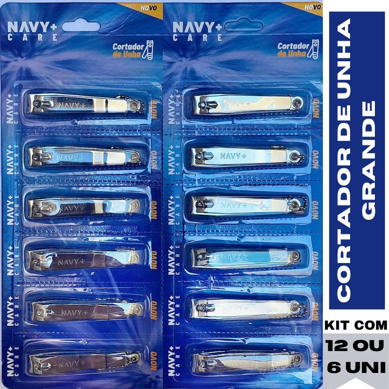 Cortador De Unha Grande Aço Inox Com Lixa Interna Kit Cartela Com 12 Ou 6 Unidades Manicure Pedicure em Oferta na Shopee