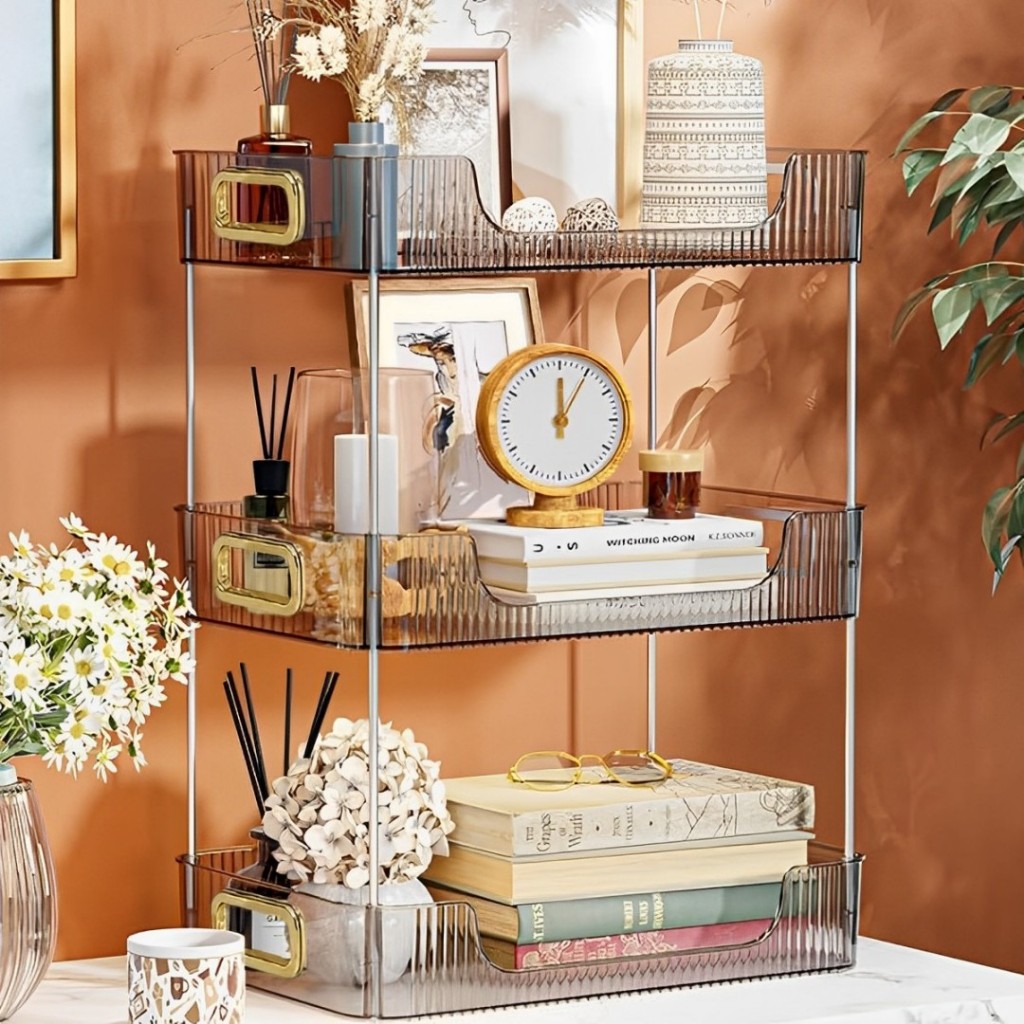 Prateleira Organizadora 3 Andares Maquiagem Perfumes Acrílico Transparente Quarto Cozinha em Oferta na Shopee