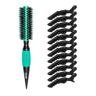 Escova De Cabelo Profissional Thermal Metallic Modelo Fosca 45mm Verde + 12 Presilhas