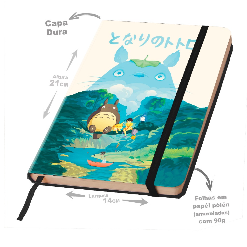 Caderno Sketchbook ou de anotação Capa dura GRANDE 21X14cm tema Totoro em Oferta na Shopee