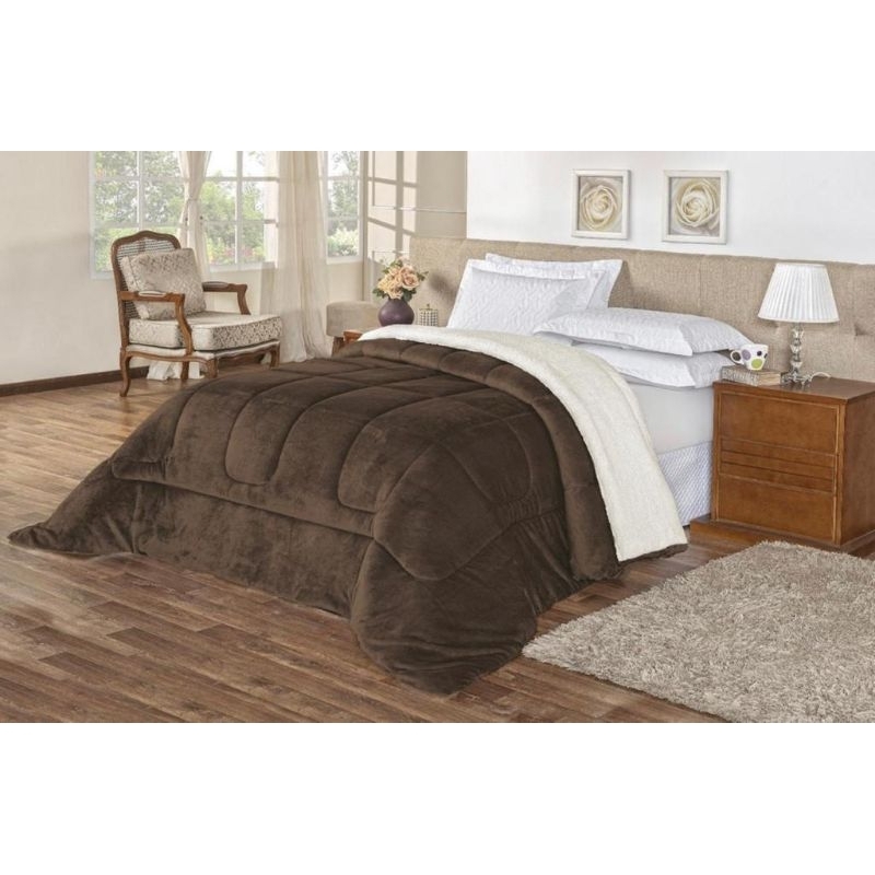 Coberdrom Edredom Pele De Carneiro Casal Queen Sherpa DuplaFace