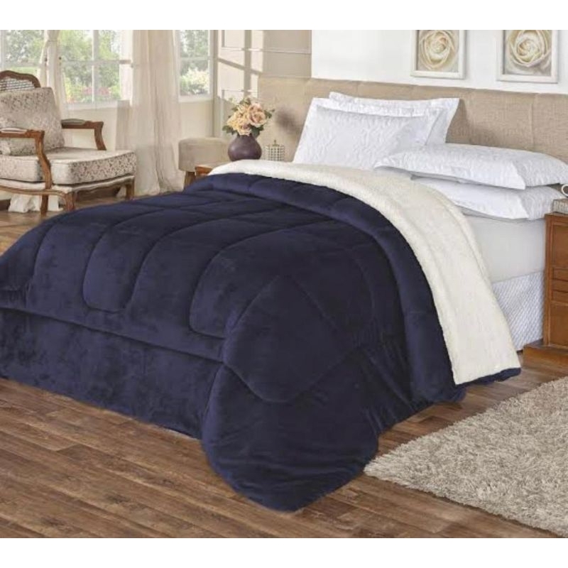 Coberdrom Edredom Pele De Carneiro Casal Queen Sherpa DuplaFace