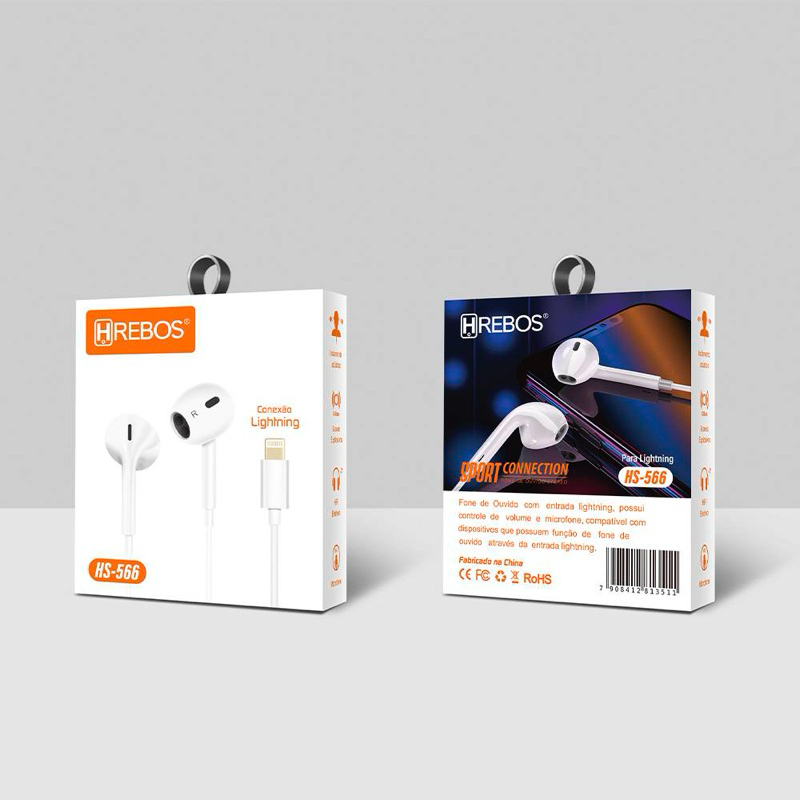 Fone de Ouvido Lightning iPhone 2ª Geração com Microfone Som Premium – Sem Bluetooth | Alta Qualidade | Hrebos em Oferta na Shopee
