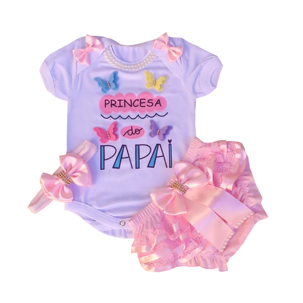 body princesa do papai mais calcinha customizada princesa