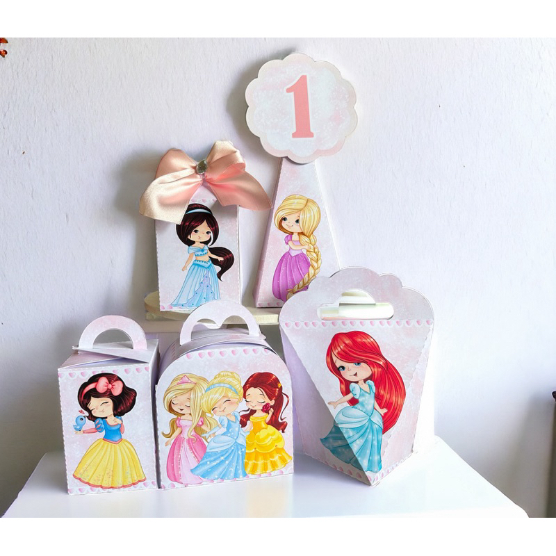 Personalizados Princesas Cute Baby Aquarela Pegue e Monte Lembrancinha Kit de Caixinhas (Envie Nome e Idade no Chat)