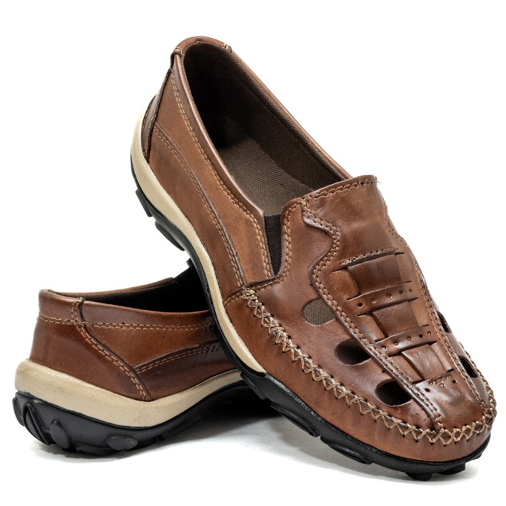Sapatilha Mocassim Masculina Casual todo Em Couro Legítimo