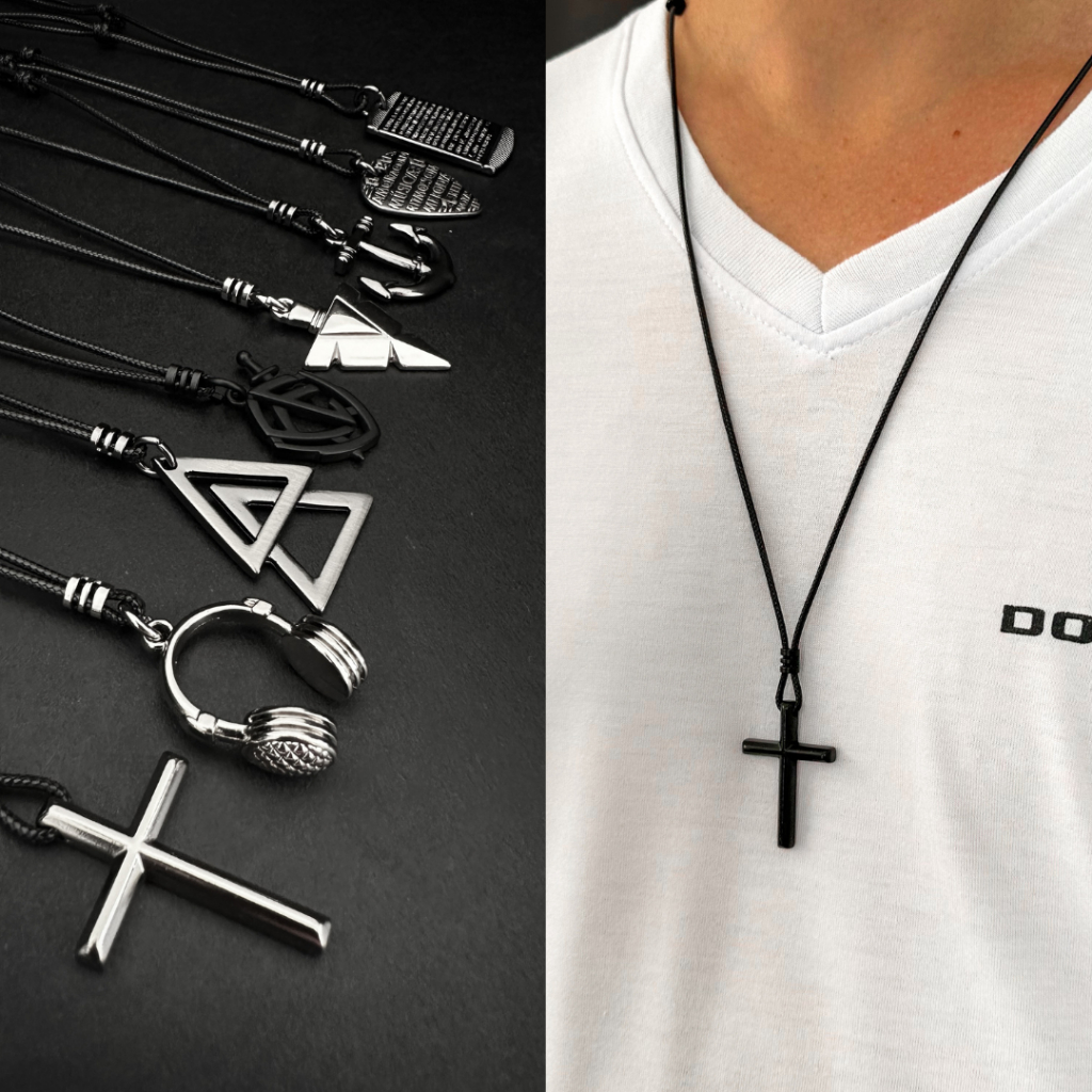 Cordão Ajustável Colar Masculino Feminino Unissex Crucifixo Ponta de Flecha Religioso Fé Couro em Oferta na Shopee