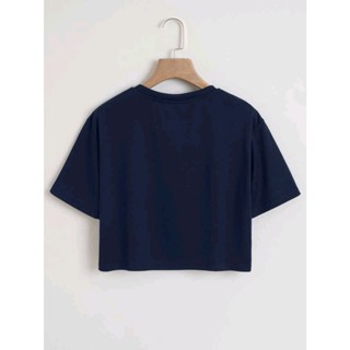 Cropped T-shirt LISA top camiseta cortada feminina ombro caído com gola careca algodão 100%
