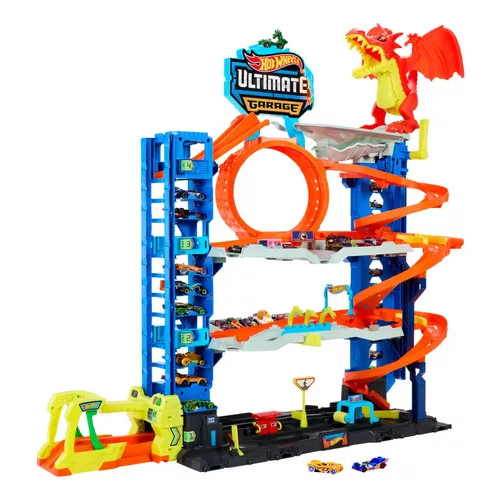 Hot Wheels Ultimate Garage Super Garagem City com Dragão e Elevador 90cm - Mattel Hkx48 em Oferta na Shopee
