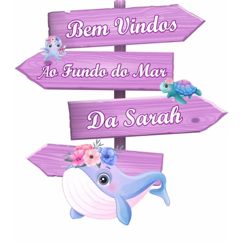 Display MDF de chão - Fundo do Mar Menina (INFORME NOME NO CHAT AO VENDEDOR) em Oferta na Shopee