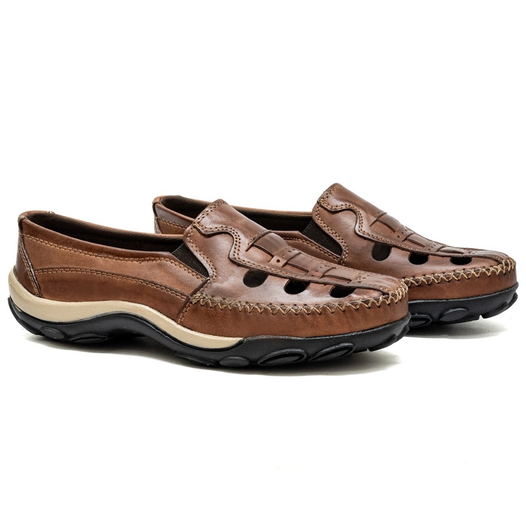 Sapatilha Mocassim Masculino Em Couro: Conforto Anti-estress - 2050