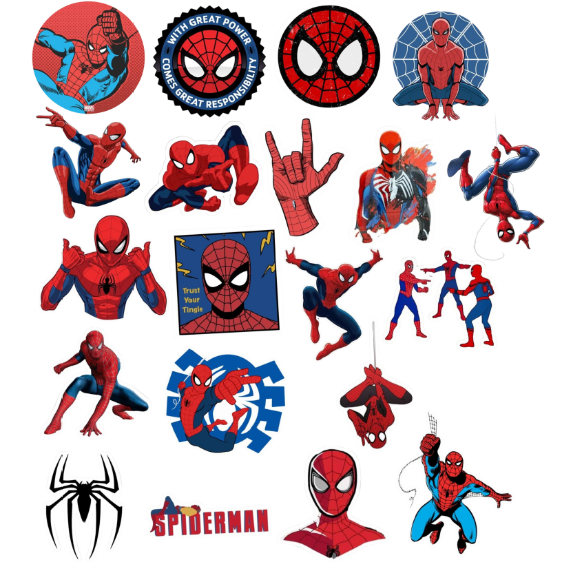 Adesivos Homem Aranha 20 Unidades Spiderman Marvel Desenho Peter Parker filme