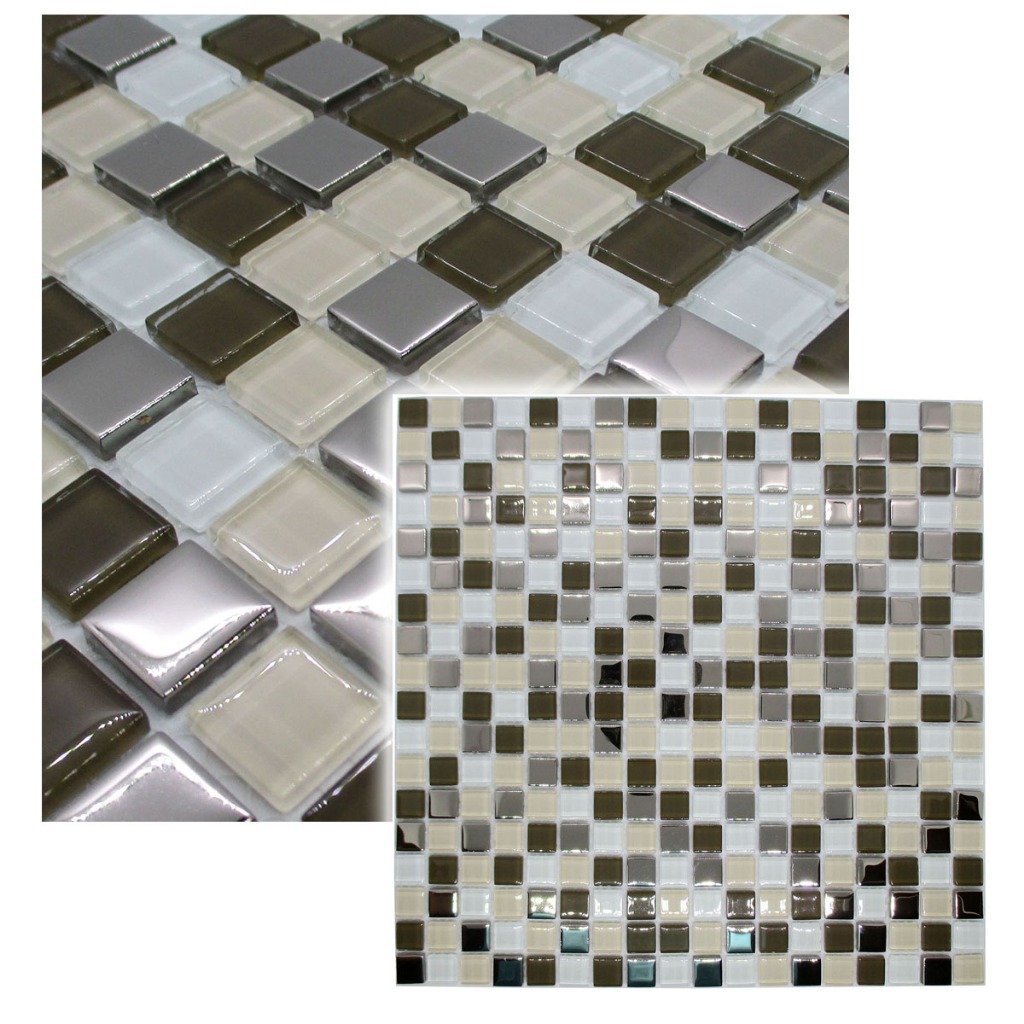 Pastilha De Vidro Cristal EASY BROWN Para Cozinha Banheiro Parede Marrom Mescla 30x30cm - LBG