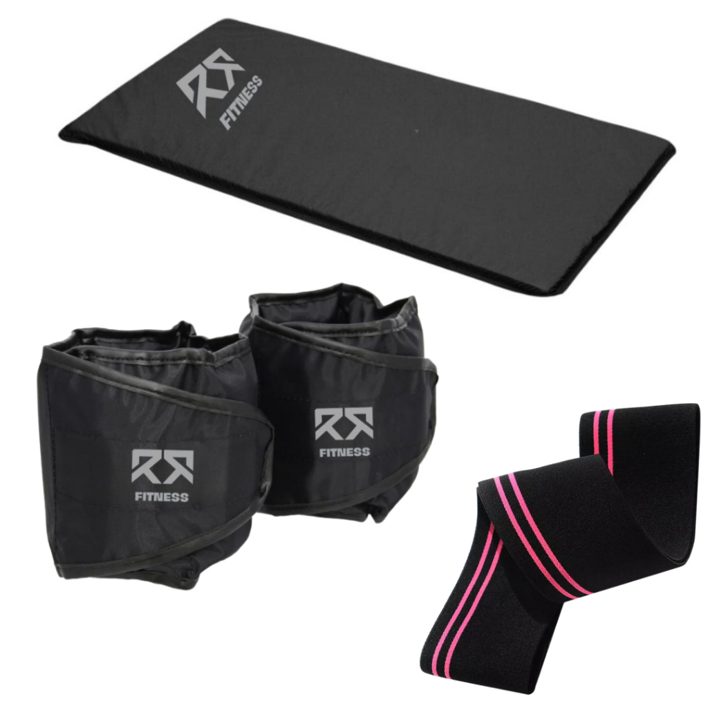 Kit Colchonete Mais 1 Par Caneleira Tornozeleira Mais Mini Hip Band Leve Faixa Elástica Para Academia.