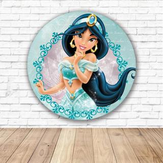 Painel Redondo Jasmine com Elástico Tecido Sublimado 1,50m x 1,50m Festa Aniversário Veste Fácil