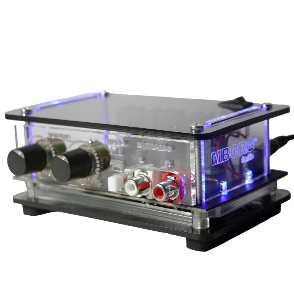 Mini Amplificador de Som Ambiente MBORG RC40 Áudio Potente para PC, Notebook e Caixas de Som, 2 Canais módulo receiver