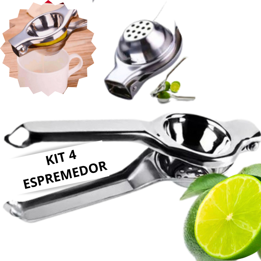 Kit com 4 Espremedores de Limão Espremedor Laranja Frutas Aço Inox Top Cozinha Resistente