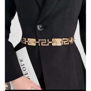 cinto feminino e masculino modelo corrente de ferro dourado e prata