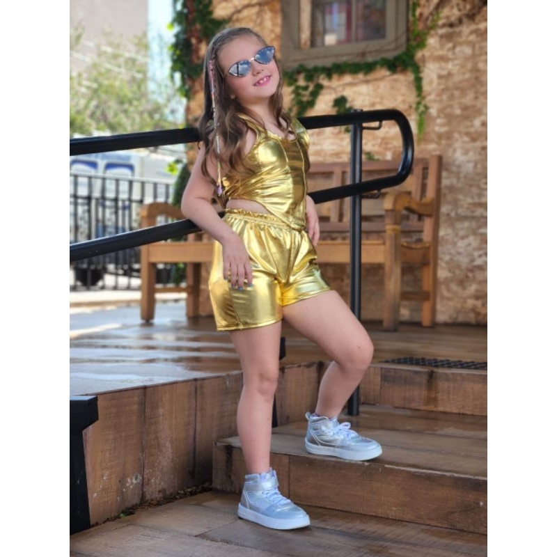 CONJUNTO BLOGUERINHA METALIZADO INFANTIL LANÇAMENTO