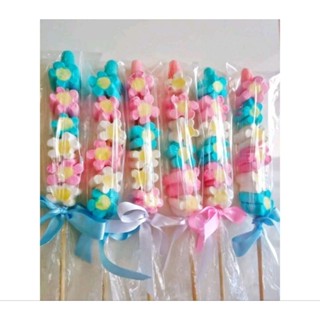kit 10Palito de marshmallow para festa de aniversário florzinha