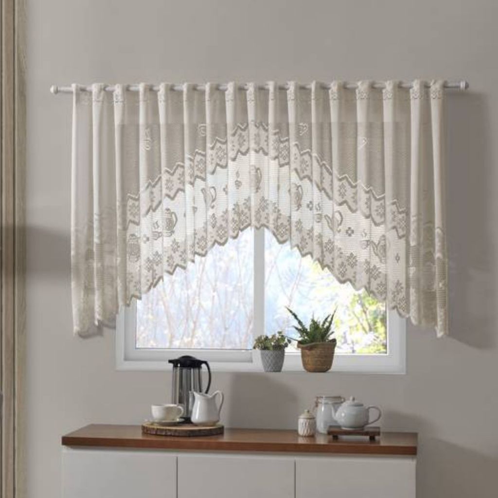 Cortina de Cozinha Renda Cascata Bule 3.00 X 1.00m Interlar