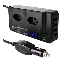 Inversor Veicular Acendedor Knup KPTC13 300W 12V P/ 110V/220V 4 USB 2 Tomadas