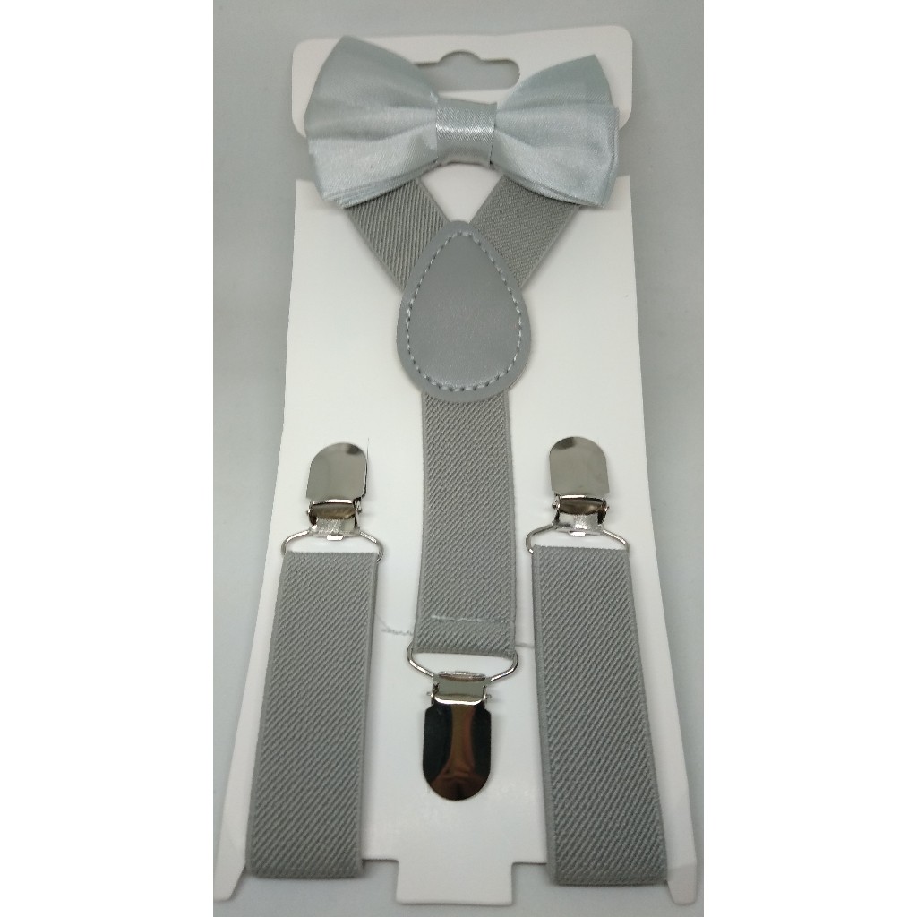 Kit Suspensório + Borboleta Cinza Adulto