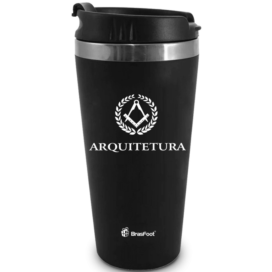 COPO TÉRMICO ARQUITETURA EMBORRACHADO CURSOS - ARQUITETURA PROFISSÃO 450ML ÁGUA CAFÉ