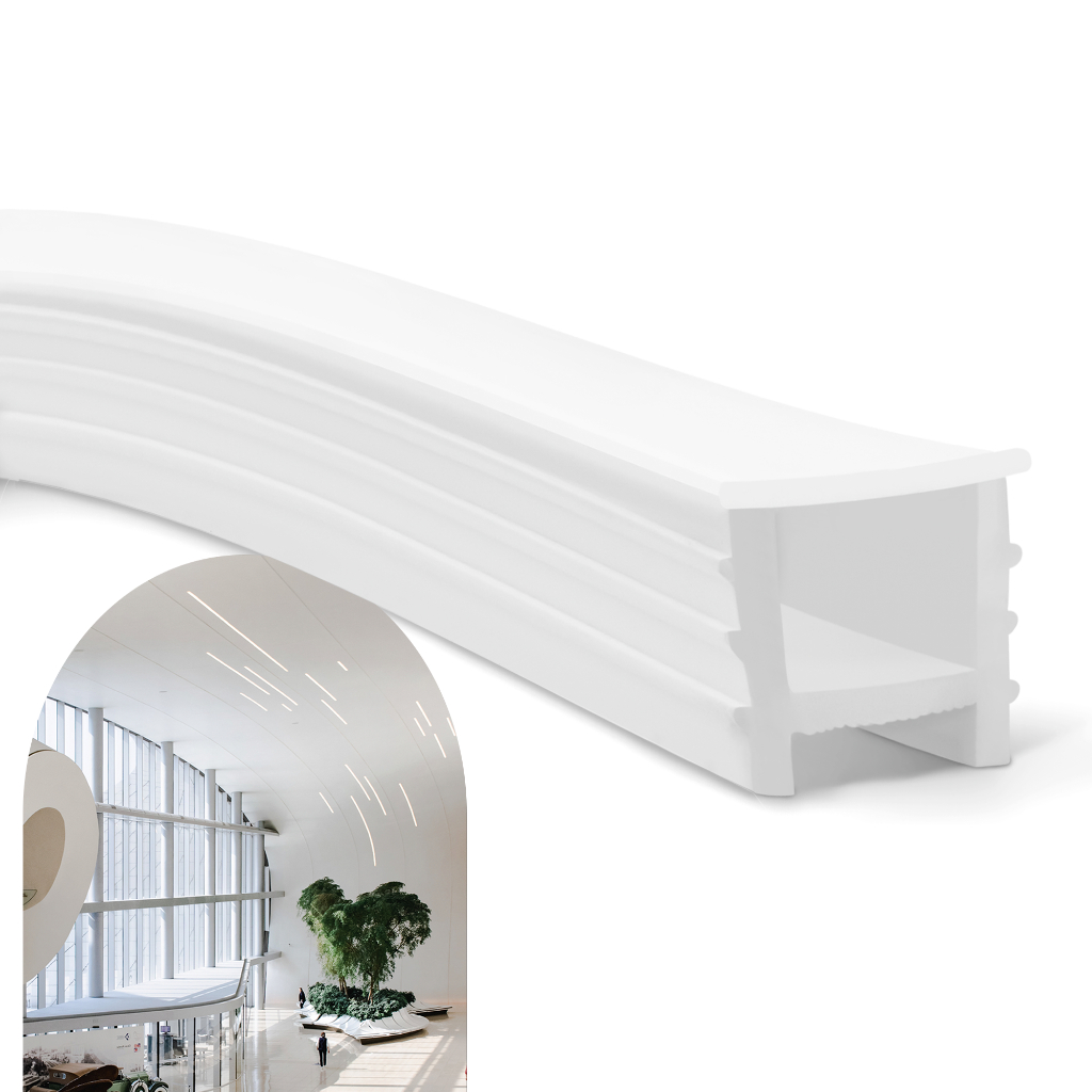 Perfil 5m Embutir 12x12mm Flexível Silicone Para Fita Led em Oferta na Shopee