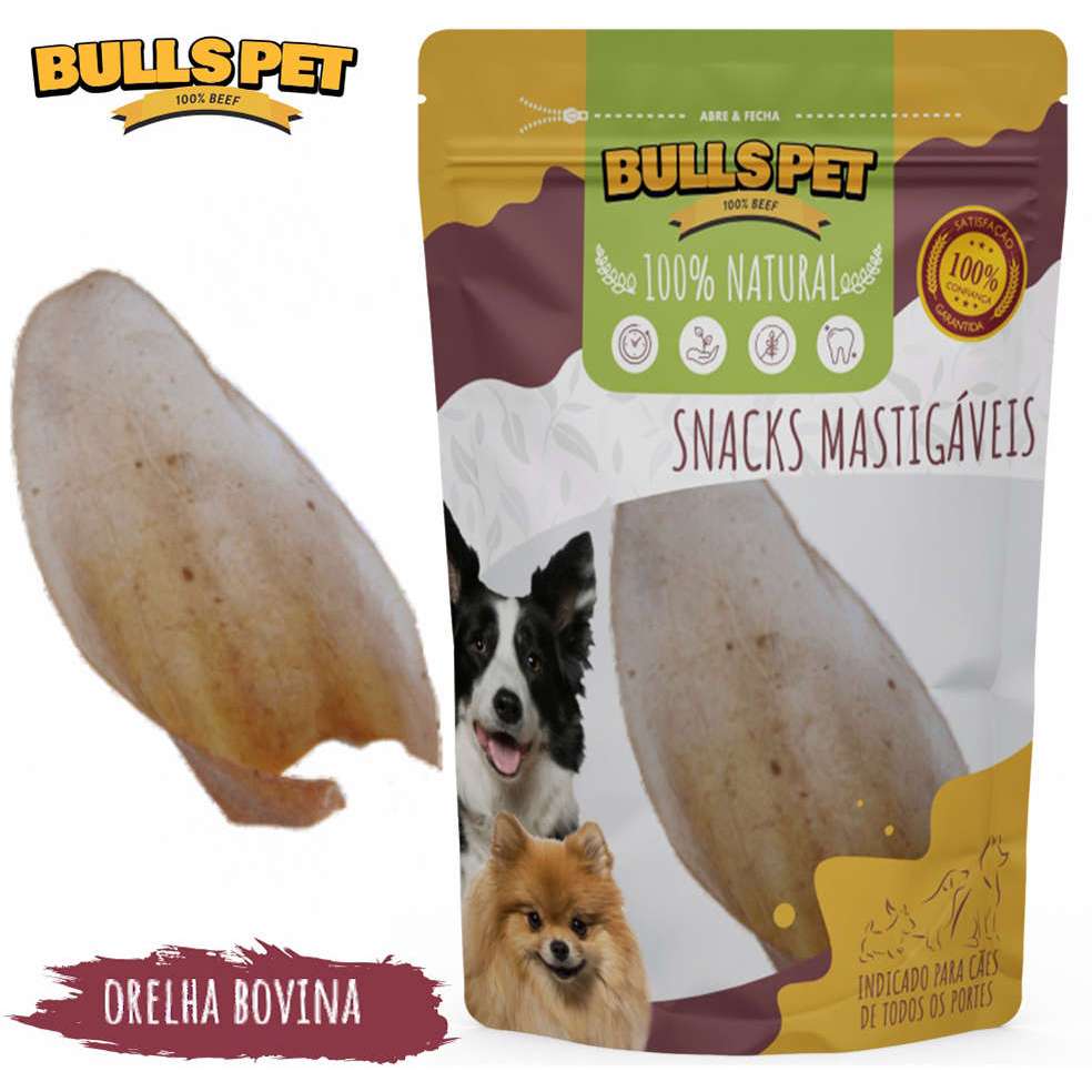 Orelha Bovina - Petisco para Cães Kit com 3 unidades - Bull's Pet