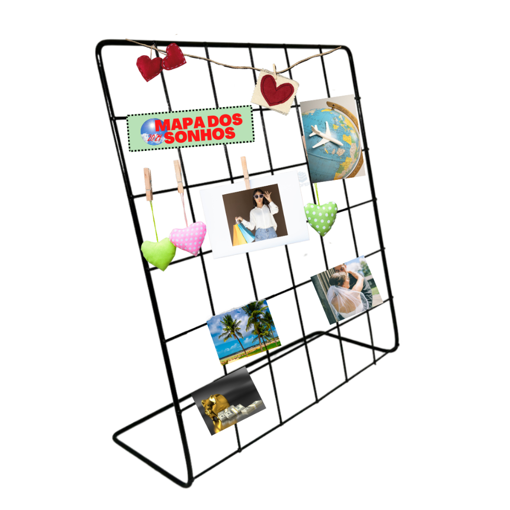 Painel Aramado Para Fotos de Mesa Memory Board De Mesa Com Mini Prendedor